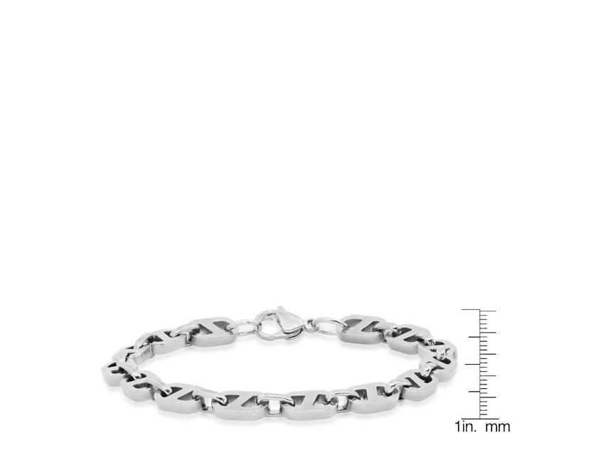 Mens 18k gold plated stainless steel mariner chain bracelet