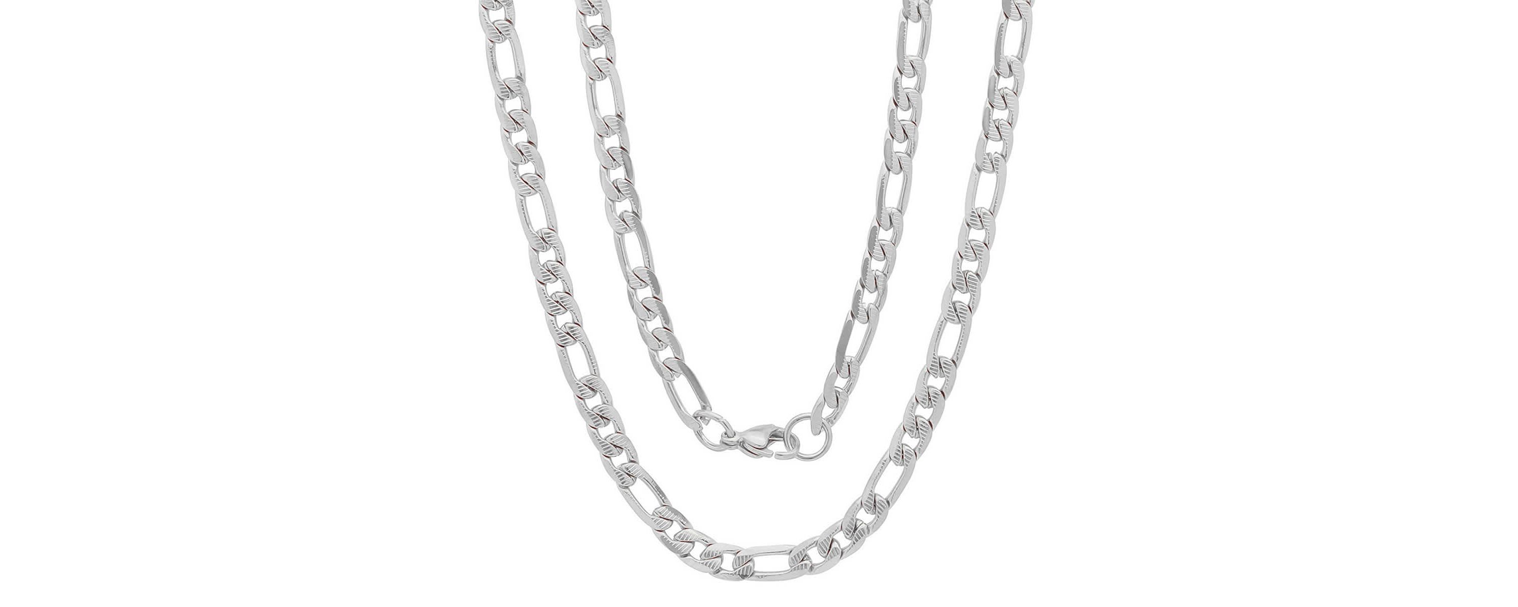 Mens stainless steel accented 6mm figaro chain link necklace