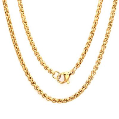 STEELTIME Men's stainless steel round box chain necklace