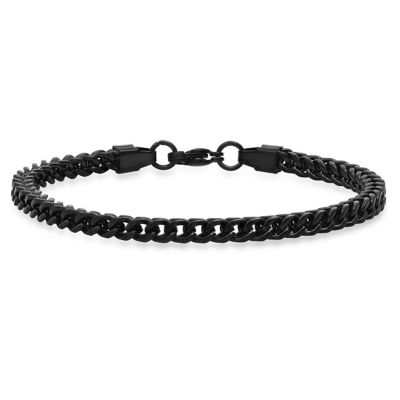 STEELTIME Men's black ip stainless steel figaro chain bracelet