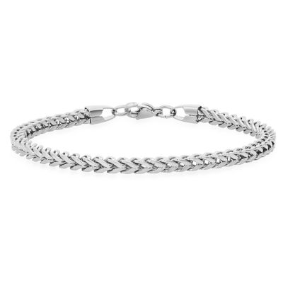 STEELTIME Men's black ip stainless steel figaro chain bracelet, Silver