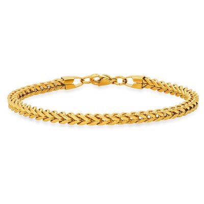STEELTIME Men's black ip stainless steel figaro chain bracelet, Gold