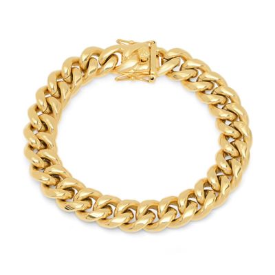 STEELTIME Men's stainless steel Miami Cuban chain link bracelet with box clasp 12mm