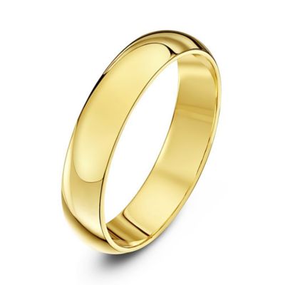 STEELTIME Men's Unisex 4mm plain 18k gold plated stainless steel shiny high polished band, Silver, 6