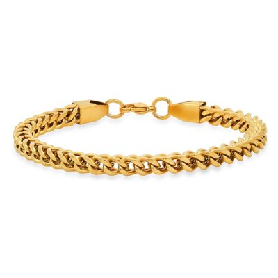 STEELTIME Men's 18k gold plated stainless steel figaro chain bracelet