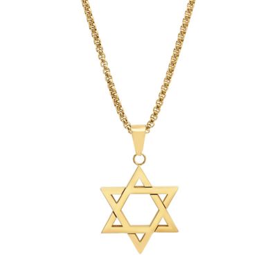 STEELTIME Men's stainless steel star of David pendant, Gold