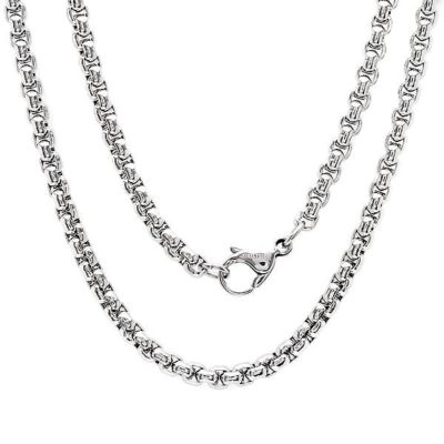 STEELTIME Men's stainless steel rounded box chain necklace in 16", 18", 24", and 30"