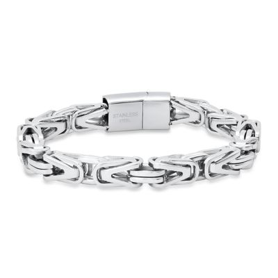 STEELTIME Mens stainless steel byzantine link bracelet Silver