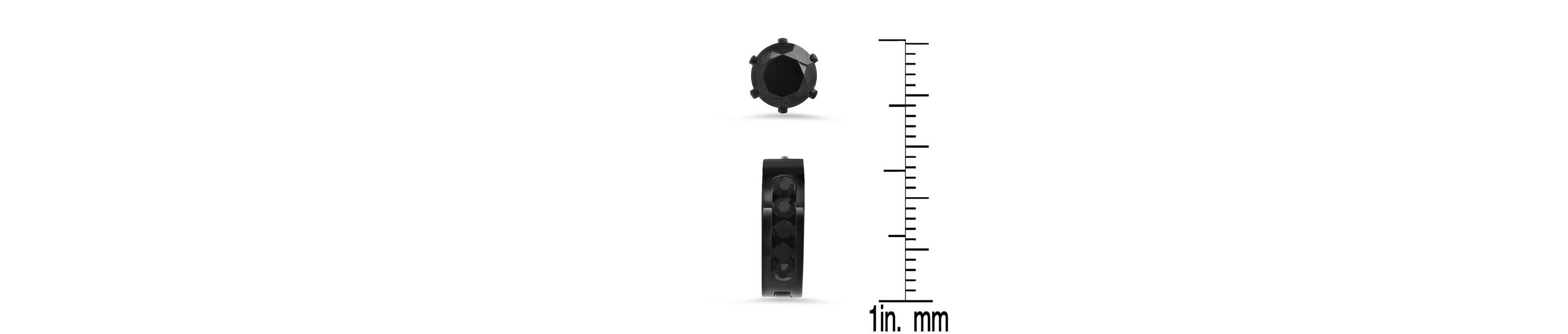 Mens black ip stainless steel and simulated diamonds stud/huggie earrings set