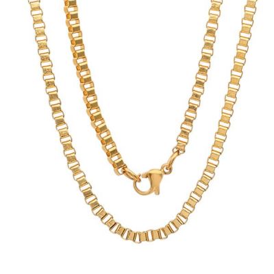 STEELTIME Men's 18k gold plated stainless steel box chain necklace, 24 in