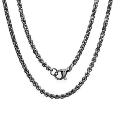 STEELTIME Men's black ip stainless steel box chain necklace, 24 in