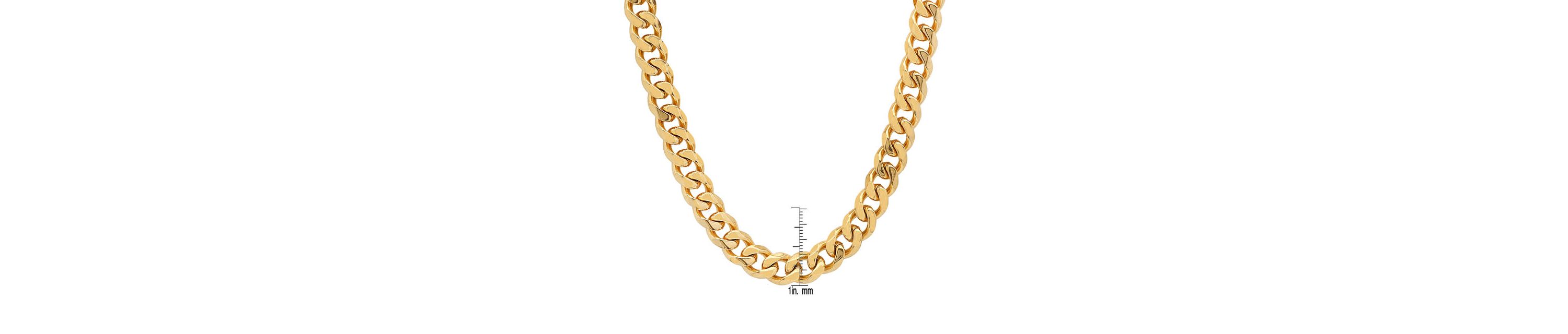 Mens 18k gold plated stainless steel cuban link chain necklace