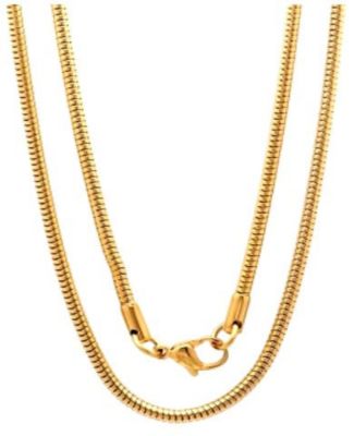 STEELTIME Men's 18KT Gold plated stainless steel snake necklace, 24 in