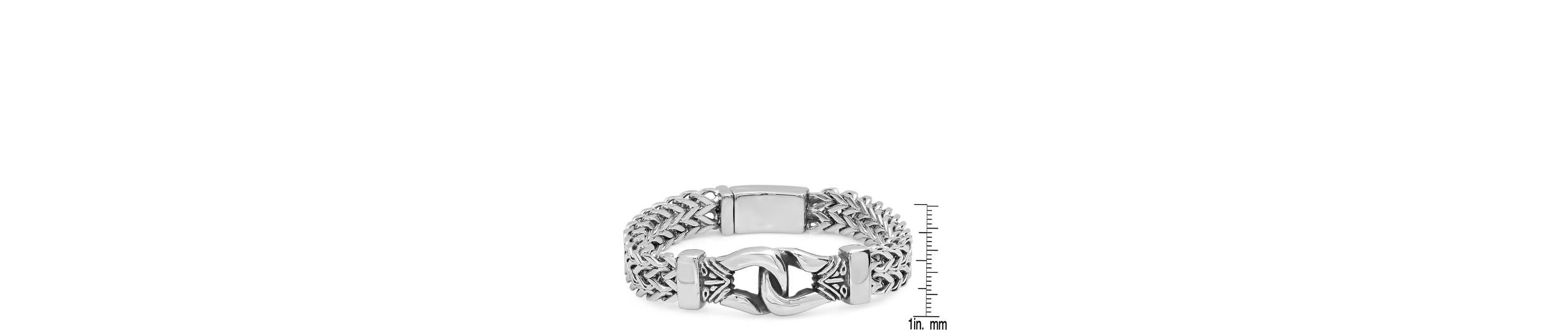 Mens stainless steel double row wheat chain buckle bracelet