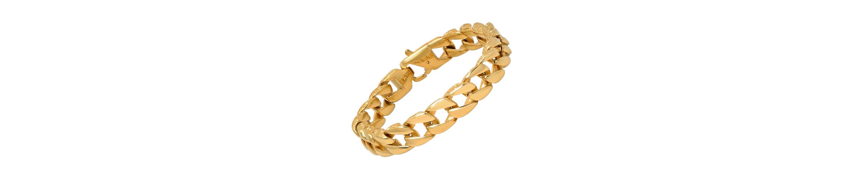Mens 18 k gold plated stainless steel link bracelet
