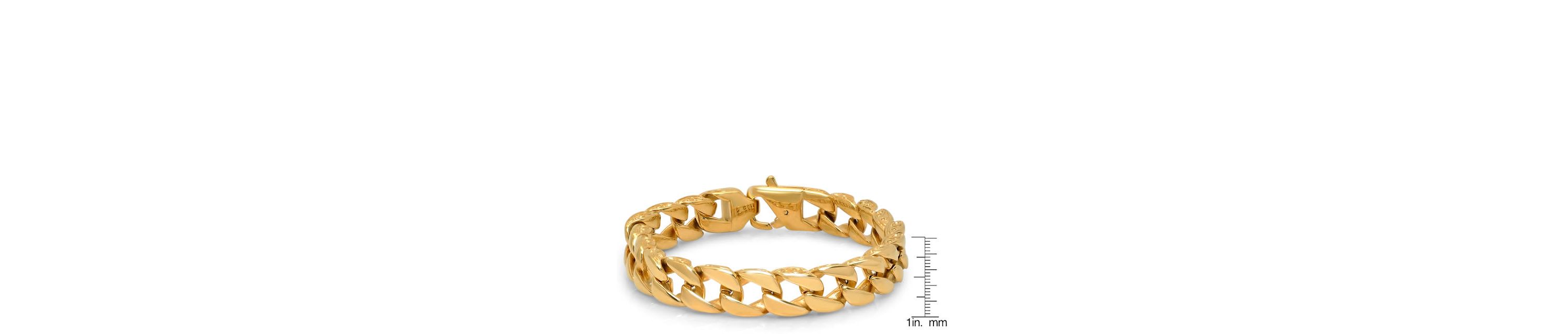 Mens 18 k gold plated stainless steel link bracelet