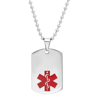 STEELTIME Men's Unisex stainless steel medical id dog tag, Silver