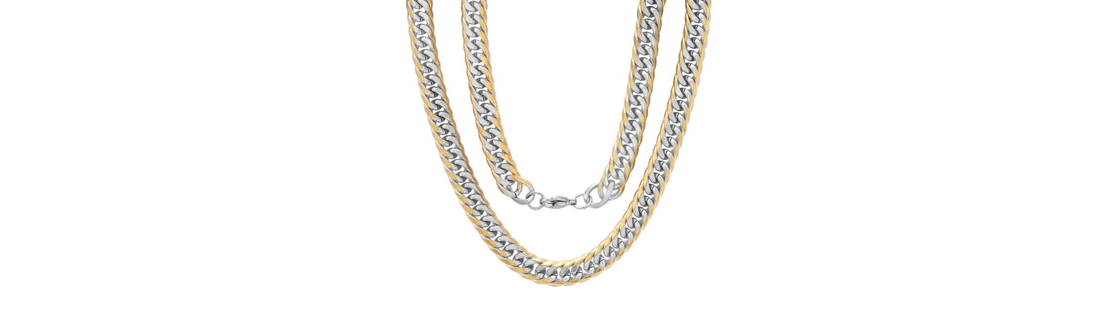 STEELTIME Men's stainless steel and 18k gold plated Cuban link