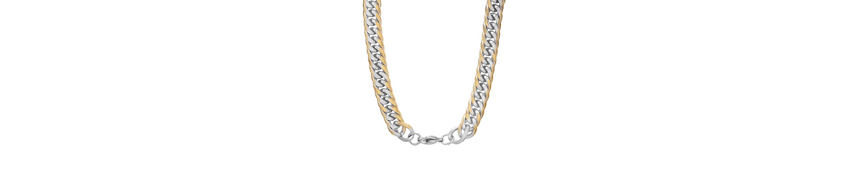 Mens stainless steel and 18k gold plated Cuban link chain necklace