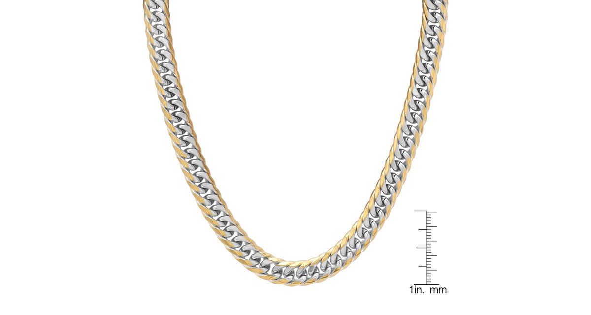 Mens stainless steel and 18k gold plated Cuban link chain necklace