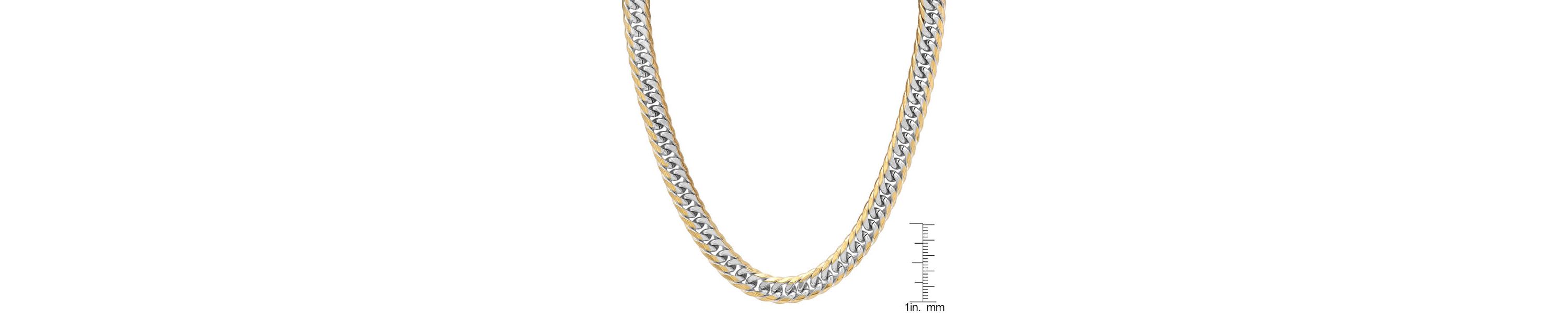 Mens stainless steel and 18k gold plated Cuban link chain necklace