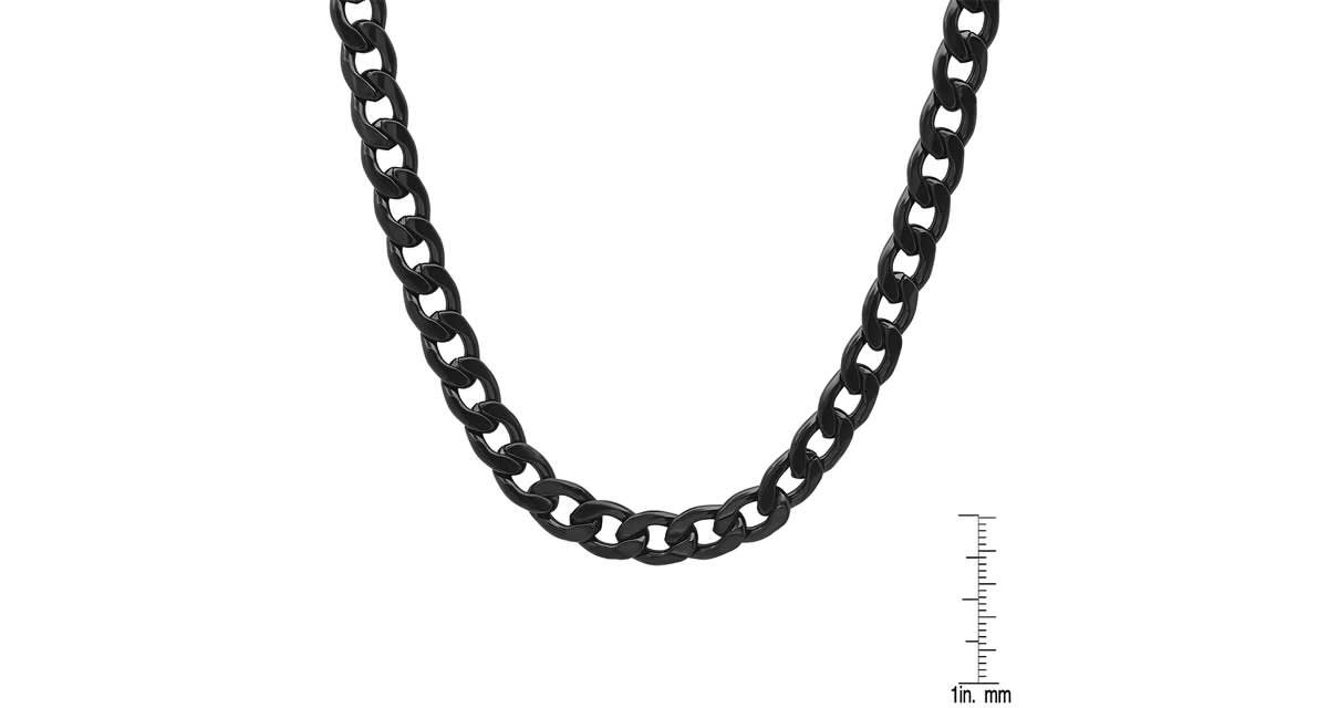 Mens black ip stainless steel cuban chain necklace