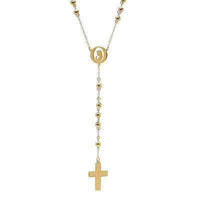 STEELTIME Men's 18k gold plated stainless steel Serenity prayer rosary necklace