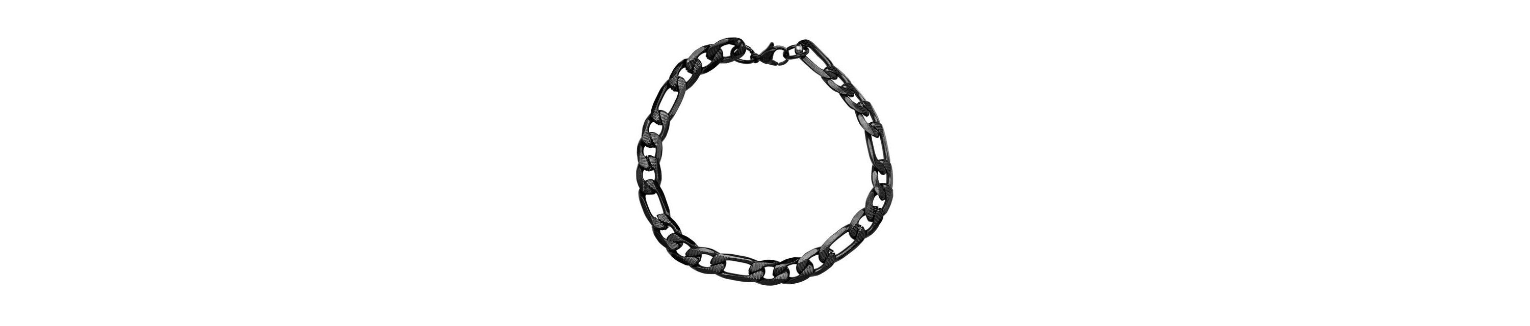 Mens black ip stainless stseel figaro chain bracelet