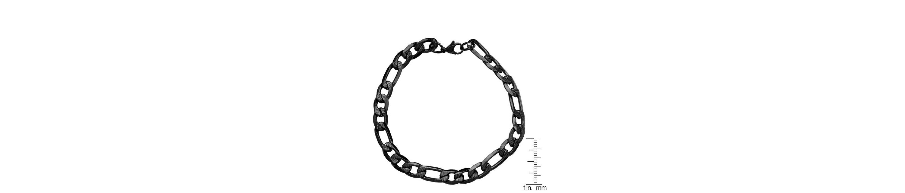 Mens black ip stainless stseel figaro chain bracelet