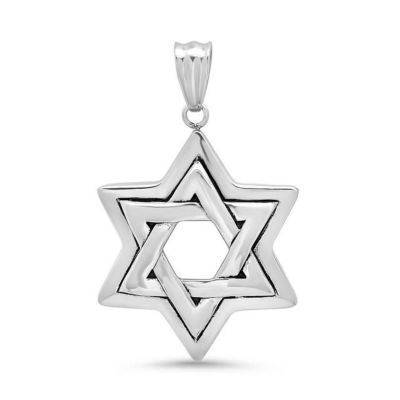 STEELTIME Men's stainless steel star of David pendant, Silver