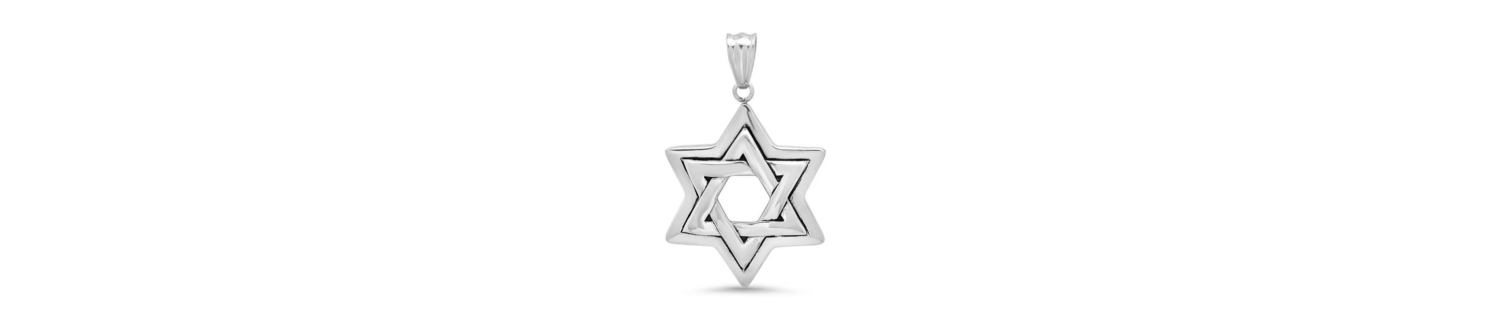 Mens stainless steel star of David pendant