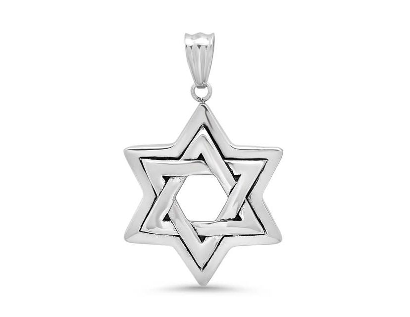 Mens stainless steel star of David pendant