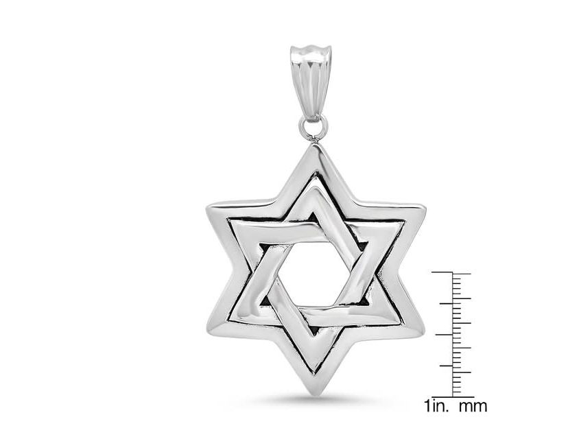 Mens stainless steel star of David pendant