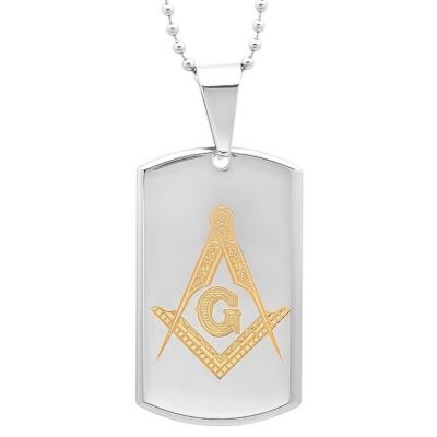 STEELTIME Men's stainless masonic steel dog tag pendant