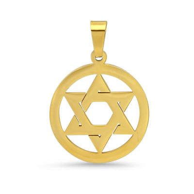 STEELTIME Men's 18k gold plated stainless steel star of David pendant
