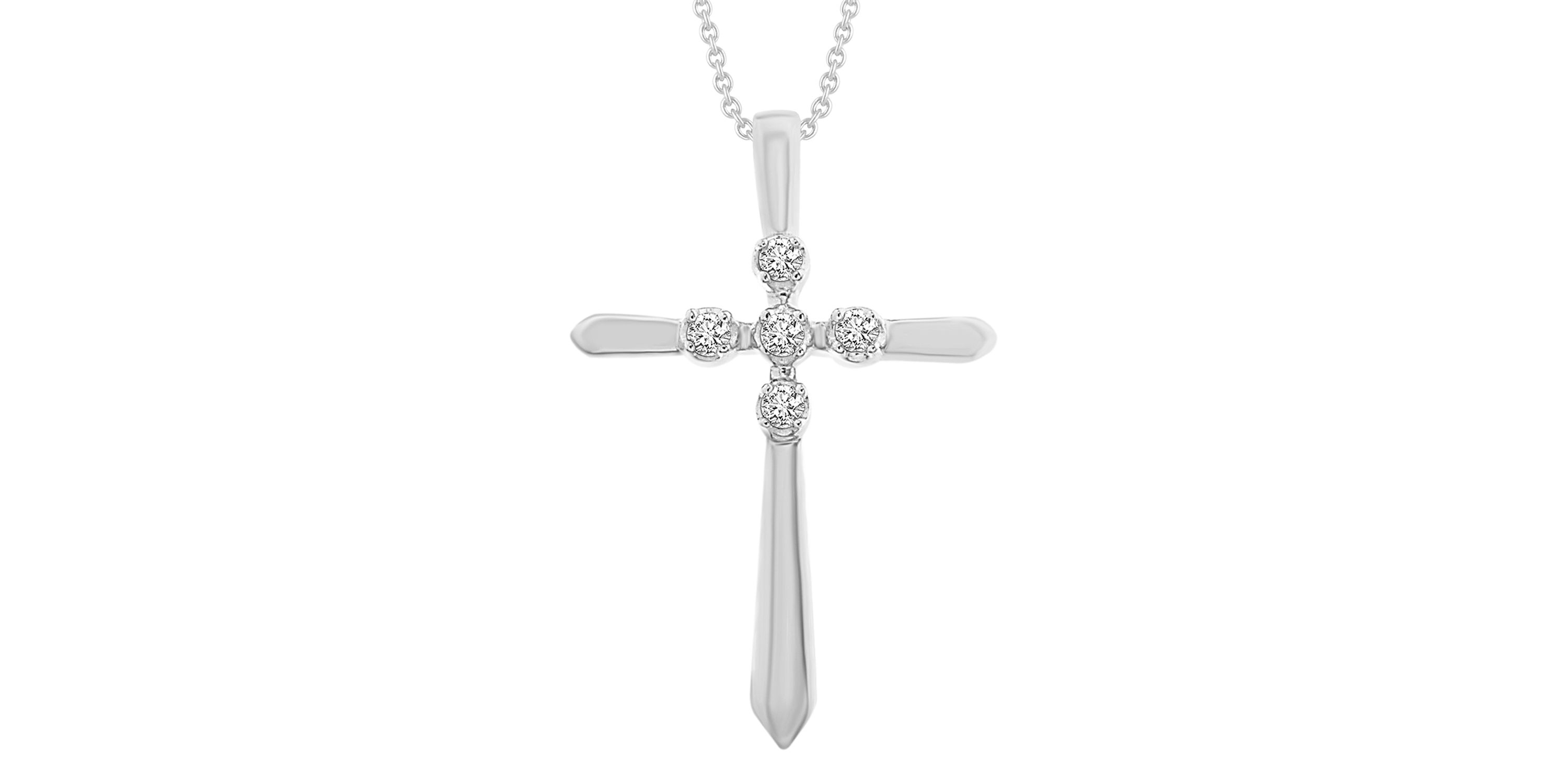 0.03ct. t.w. Diamond Cross Pendant Neckace in 10K White Gold