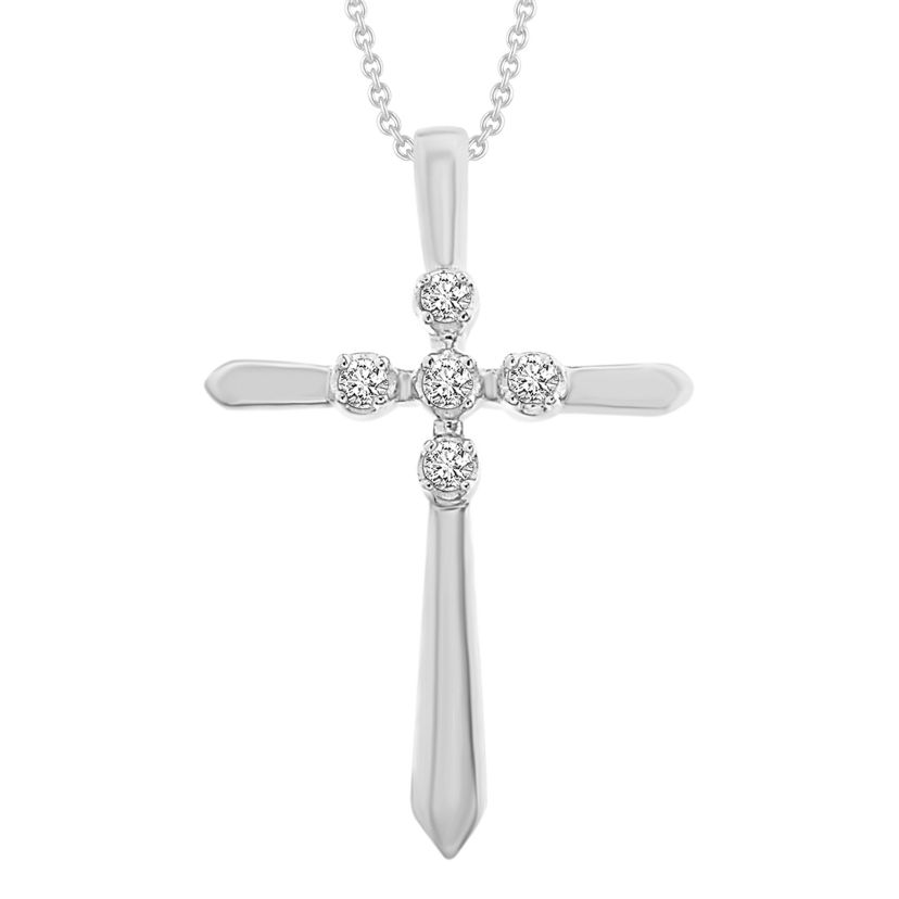 0.03ct. t.w. Diamond Cross Pendant Neckace in 10K White Gold