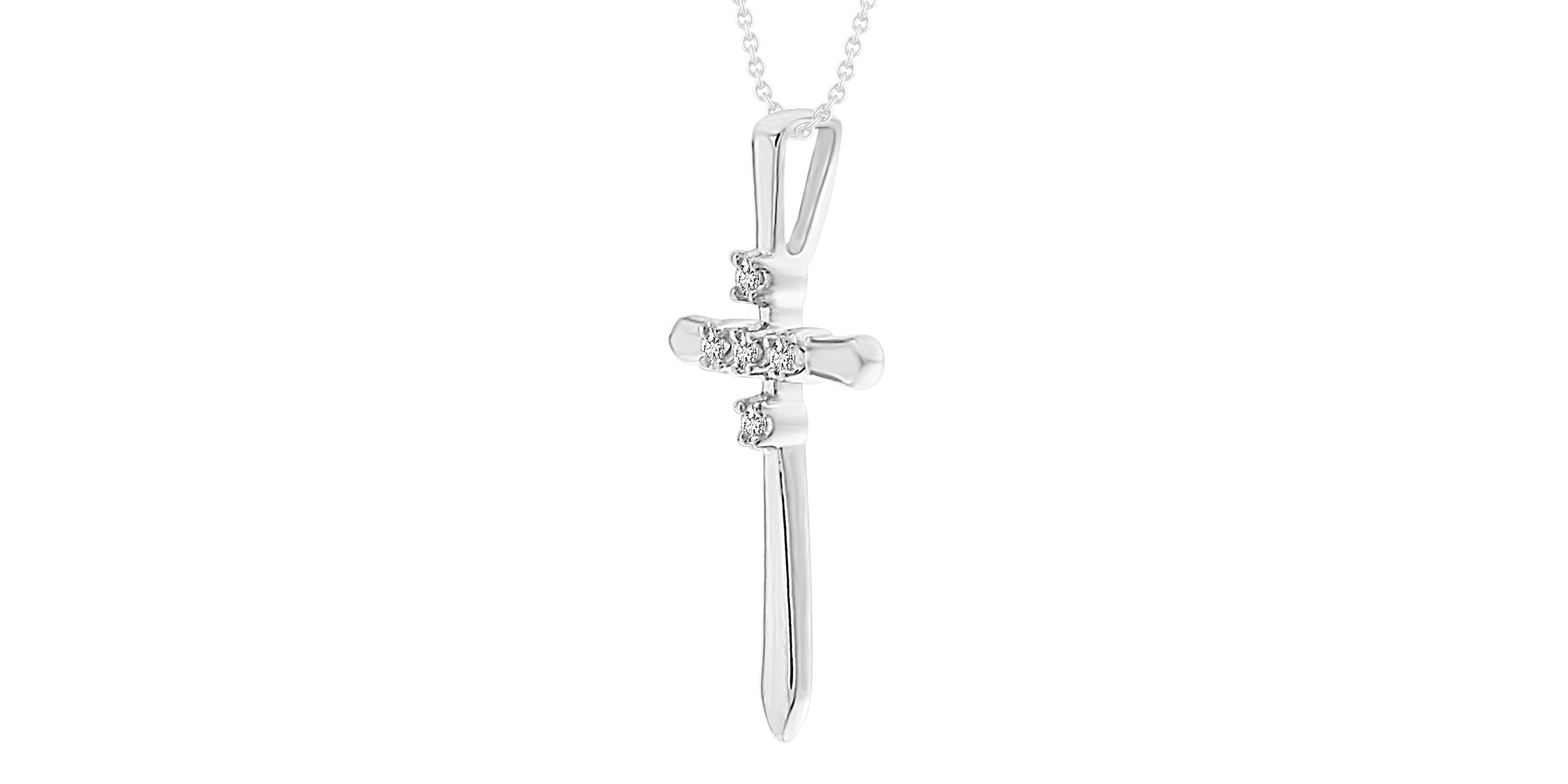 0.03ct. t.w. Diamond Cross Pendant Neckace in 10K White Gold
