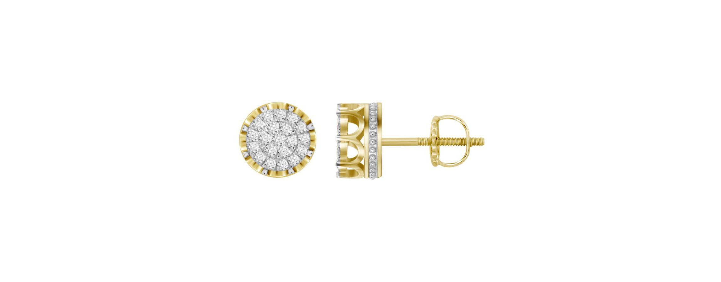 1ct. t.w. Crown Gallery Diamond Stud Earring in 10K Yellow Gold