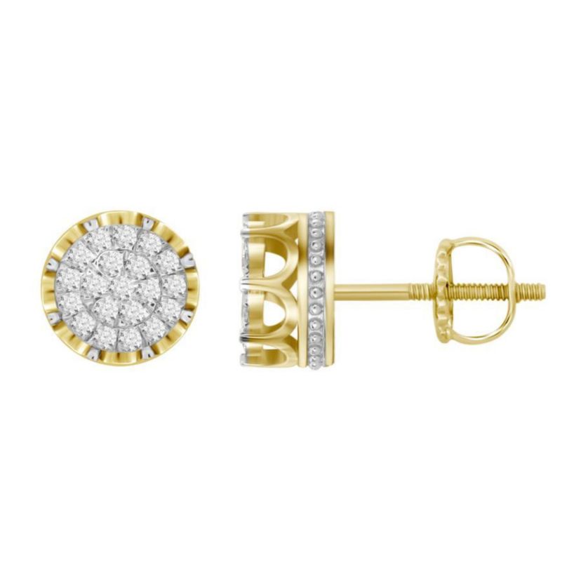 1ct. t.w. Crown Gallery Diamond Stud Earring in 10K Yellow Gold