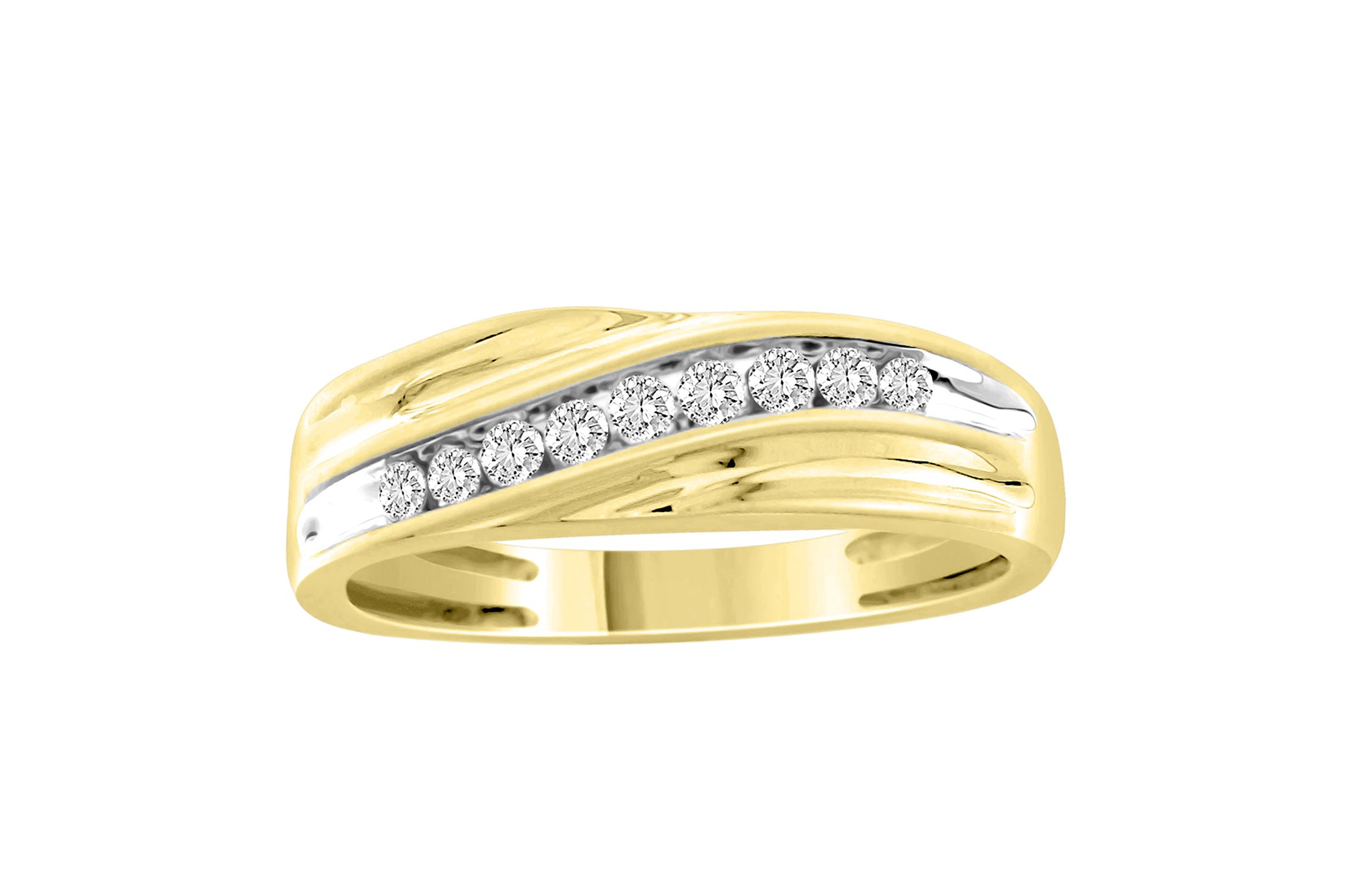 1/4ct. t.w. Diamond  Satin Finish Mens Ring in 10K Yellow Gold