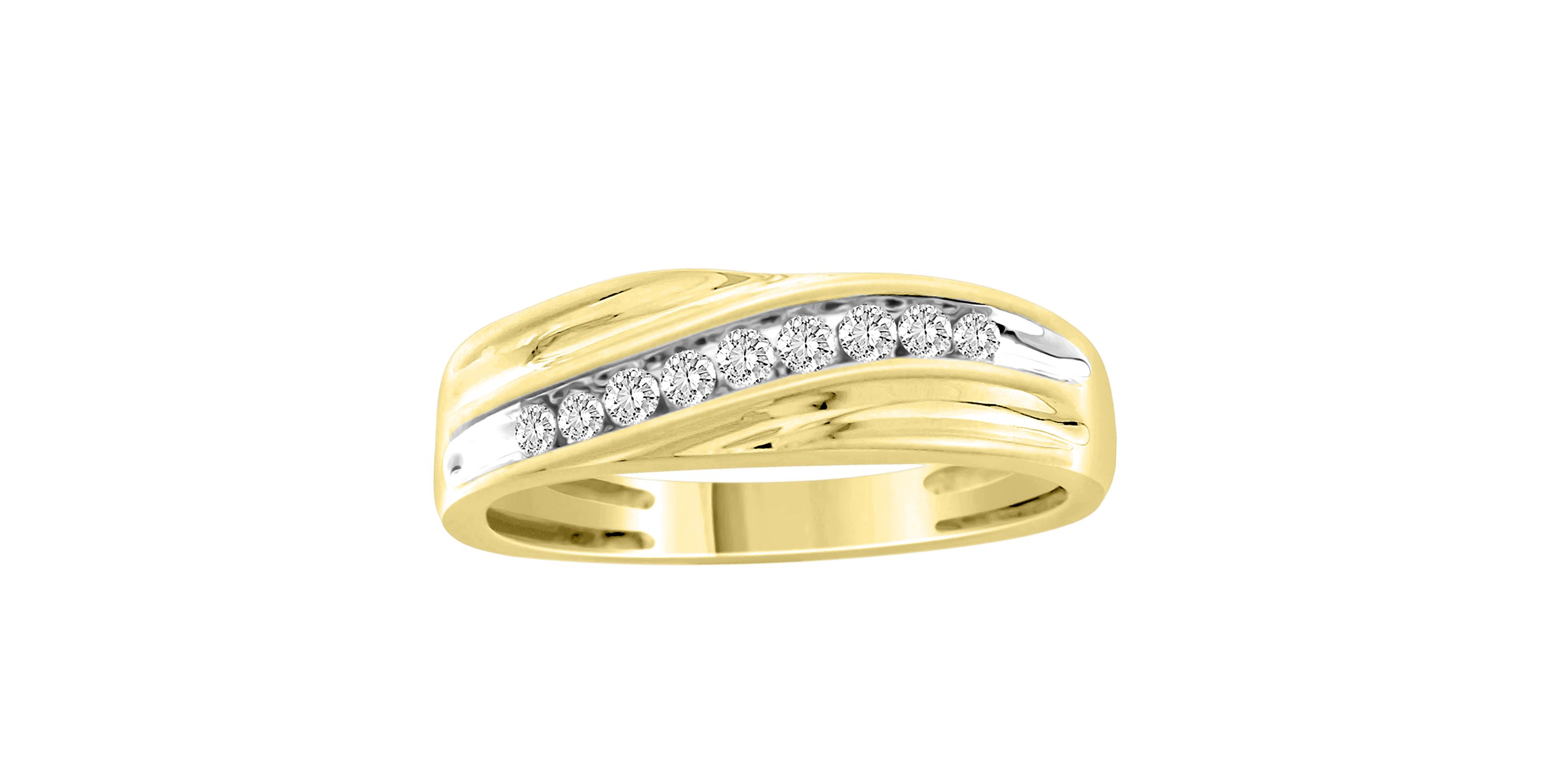 1/4ct. t.w. Diamond  Satin Finish Mens Ring in 10K Yellow Gold