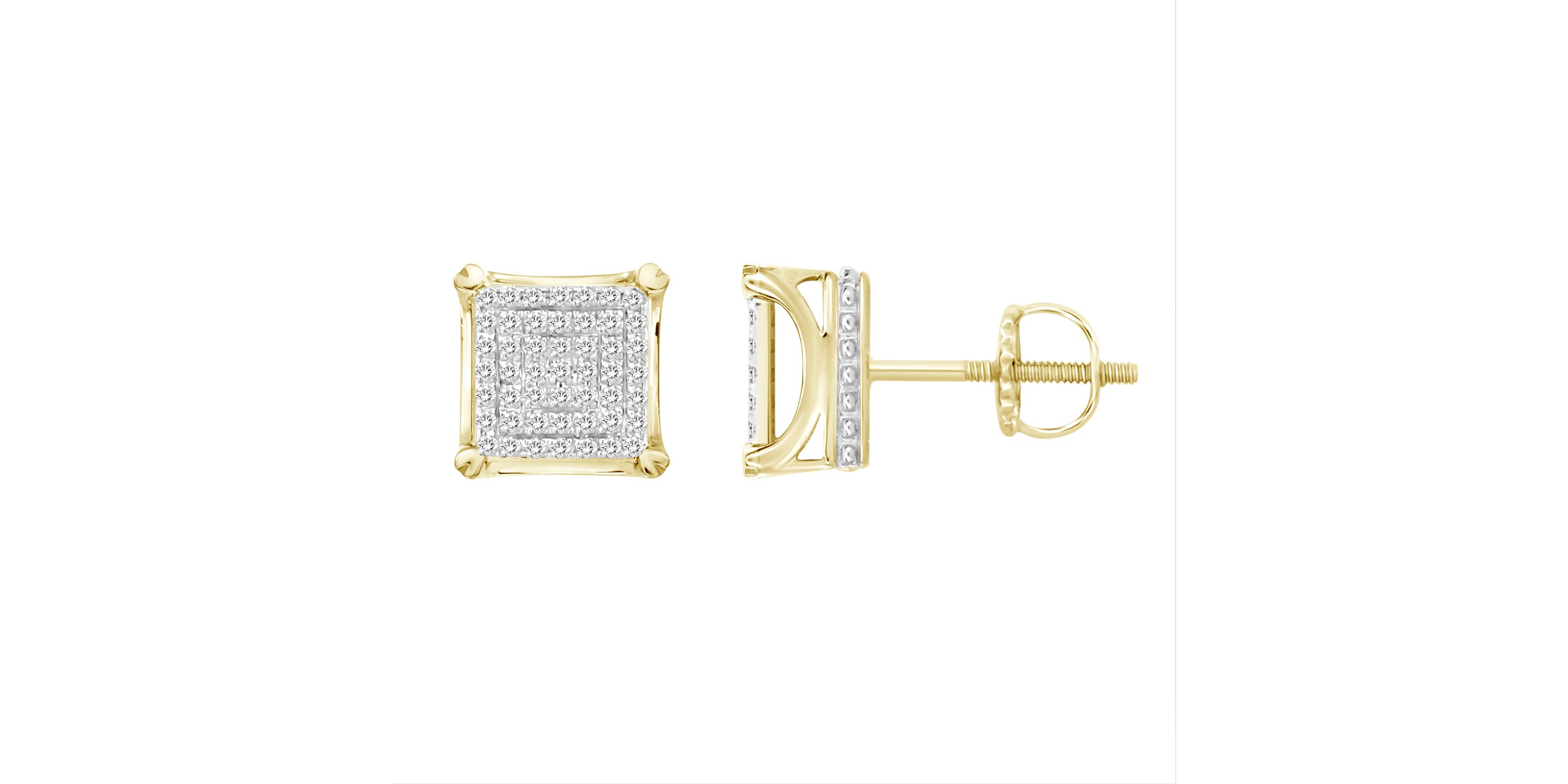 1/4ct. t.w. Crown Gallery Diamond Stud Earring in 10K Yellow Gold