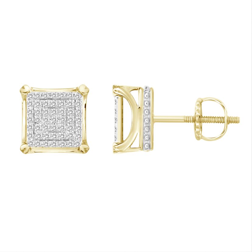 1/4ct. t.w. Crown Gallery Diamond Stud Earring in 10K Yellow Gold