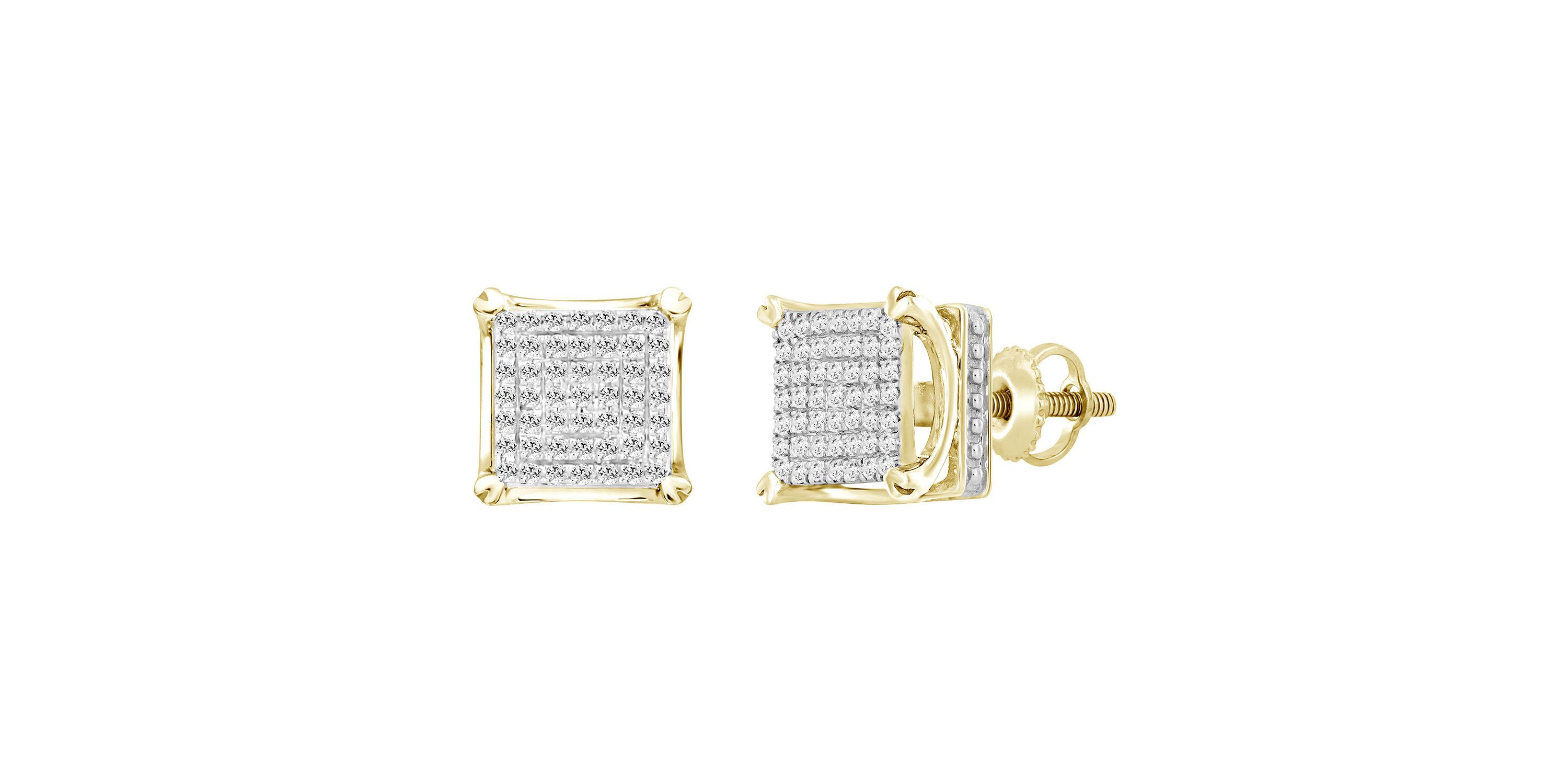 1/4ct. t.w. Crown Gallery Diamond Stud Earring in 10K Yellow Gold