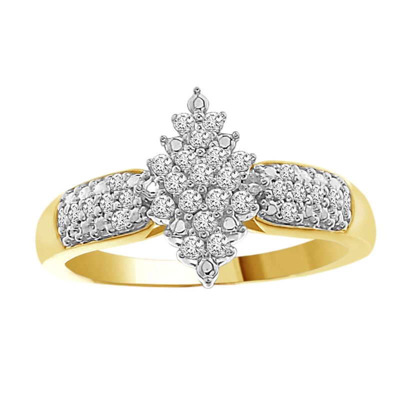 1/5ct. t.w. Diamond Cluster Ladies Ring in 10K Yellow Gold