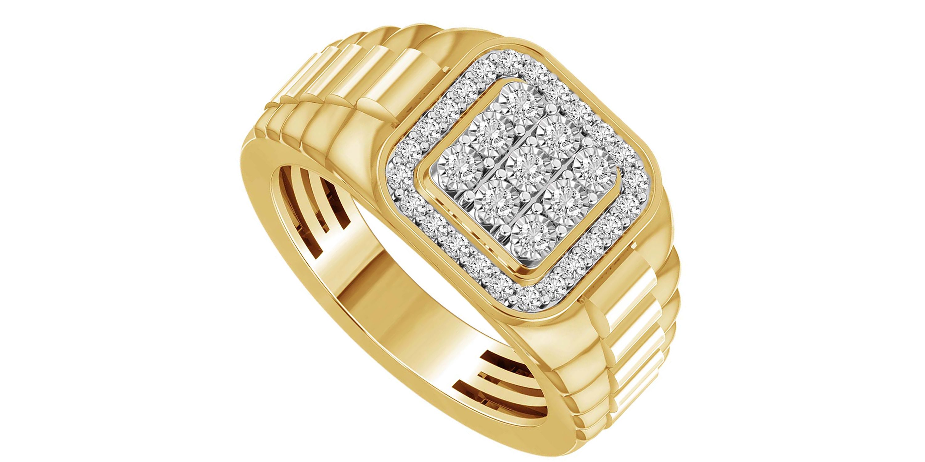 1/2ct. t.w. Diamond Miracle Set Mens Ring in 10K Yellow Gold