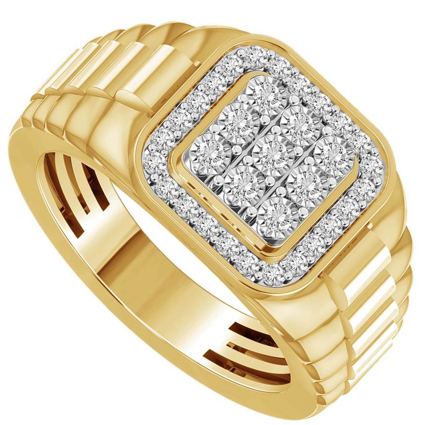 1/2ct. t.w. Diamond Miracle Set Mens Ring in 10K Yellow Gold