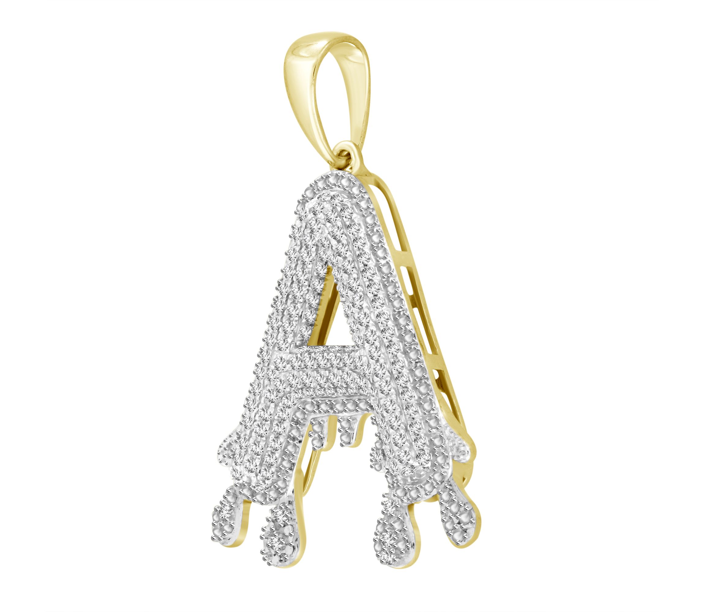 1/3ct. t.w. Diamond "A" Initial Mens Charm in 10K Yellow Gold