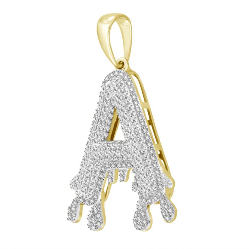 1/3ct. t.w. Diamond "A" Initial Mens Charm in 10K Yellow Gold